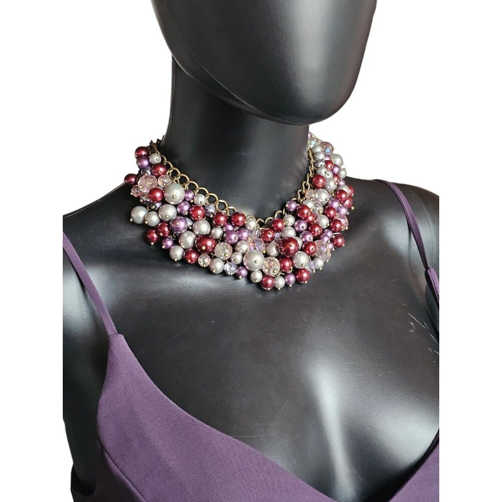 Purple Beaded Cluster Bib Necklace - Sequin/Nordstom